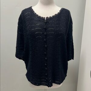 Handknit Vintage Black Women's Cardigan w/Buttons